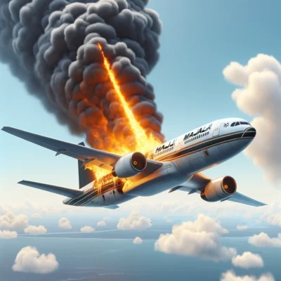 pesawat terbakar